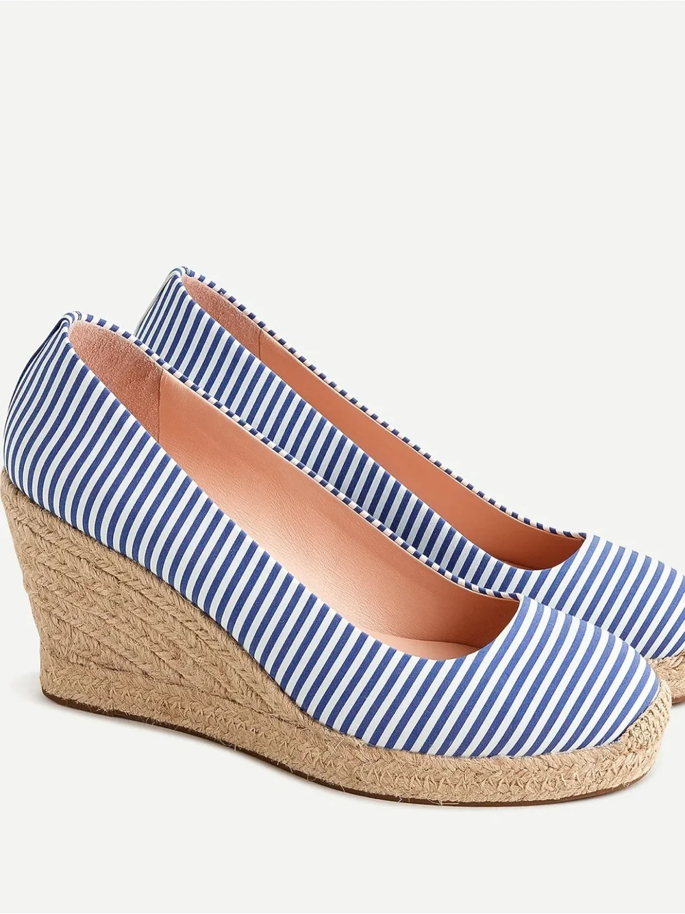 J.Crew Blue White Striped Espadrille Wedge Pumps Size 8.5 Nautical